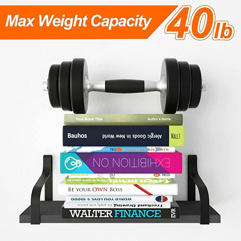 Floating Shelves Wall Mounted Rustic Wood Wall Shelves Set of 3 for Bedroom Living Room Bathroom Kitchen Black