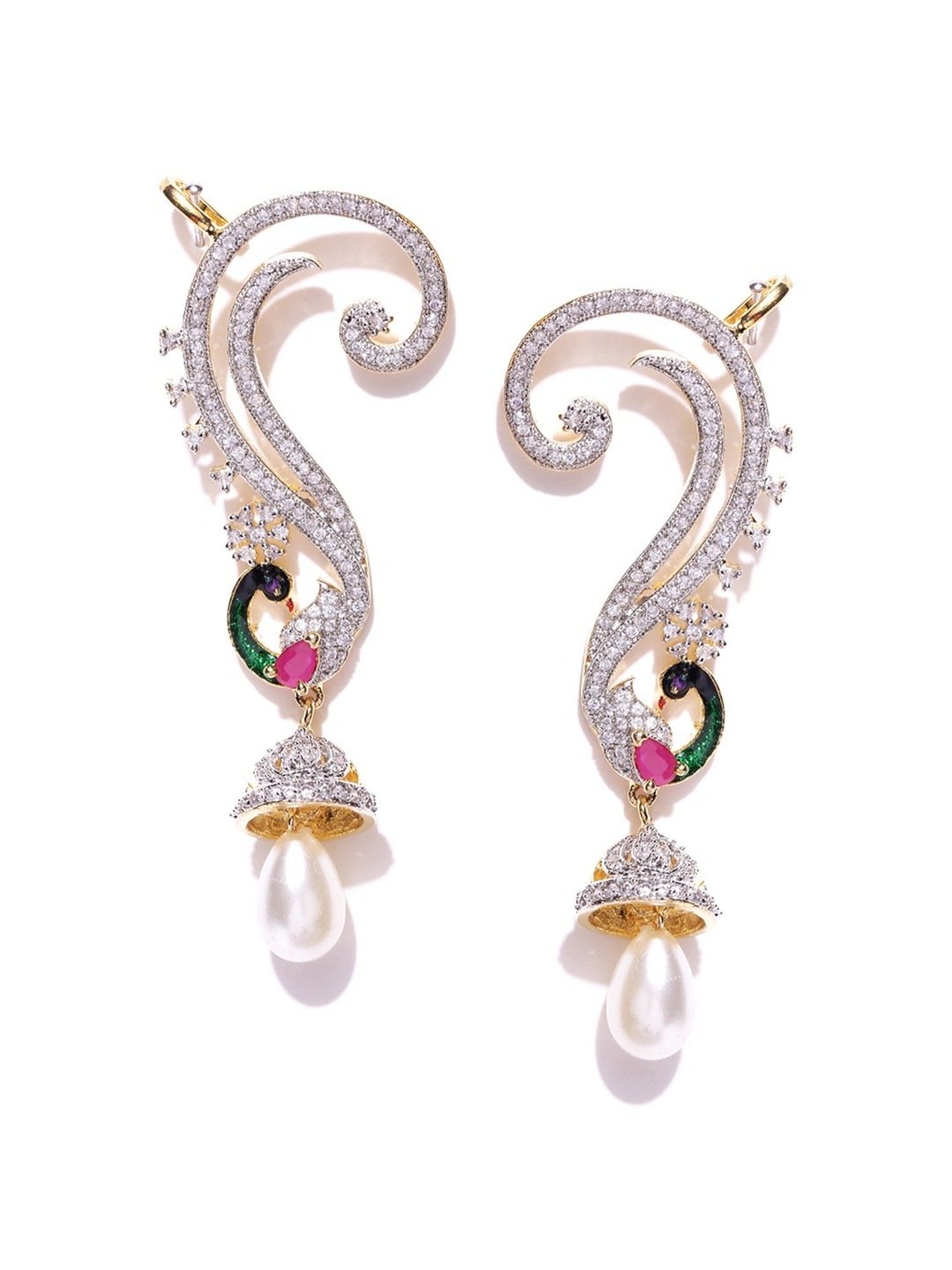 YouBella Peacock Design Golden Multi Drop Earrings for Women