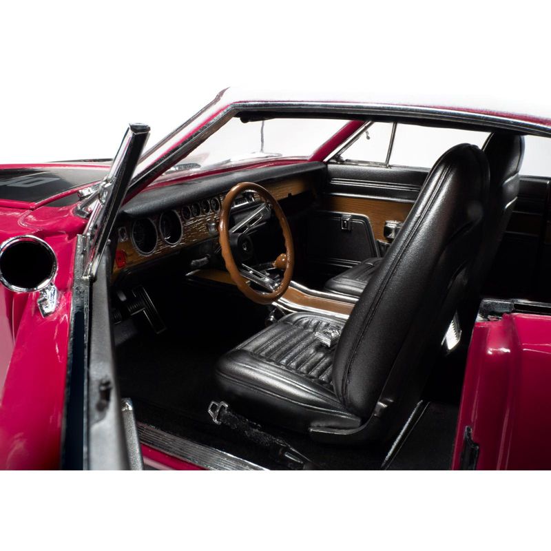 1970 Dodge Charger R/T SE 440 Hardtop Panther Pink with White Top and Stripe and Black Stripes "Class of 1970" 1/18 Diecast Model Car by Autoworld