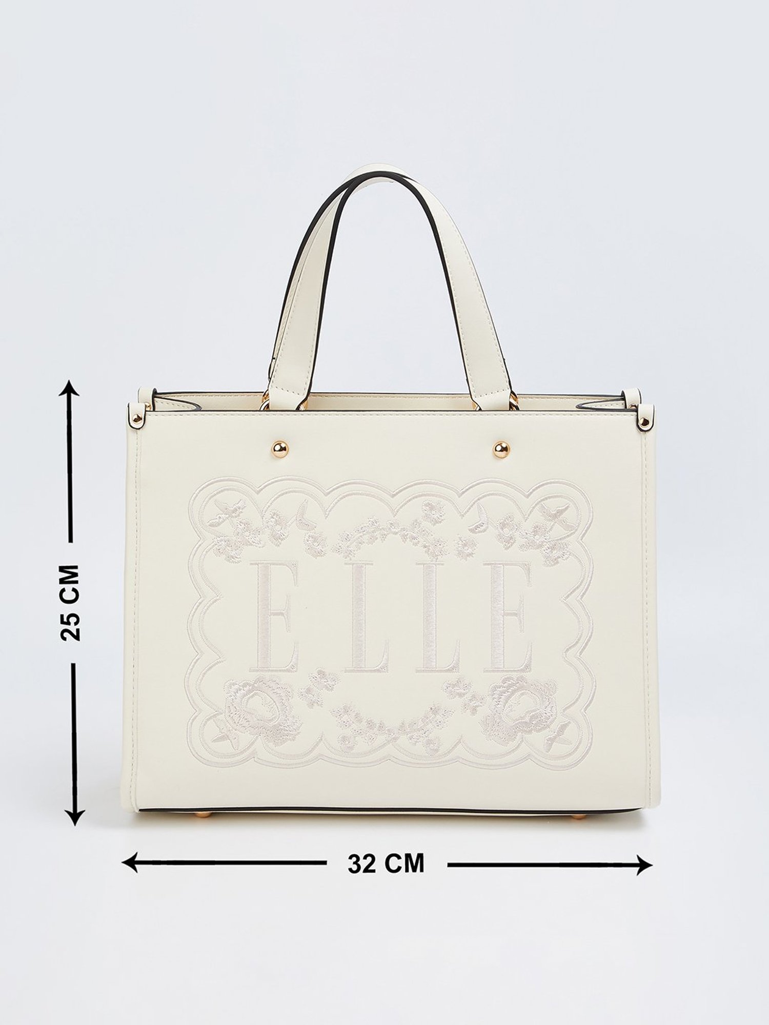 Elle Cream Printed Handbag
