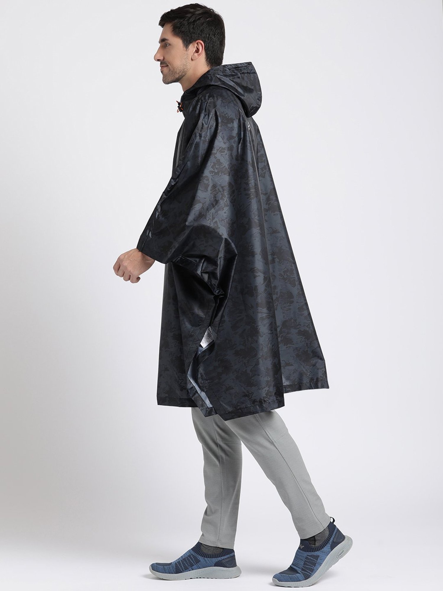 Wildcraft Black Camo Print Hooded Rain Coat