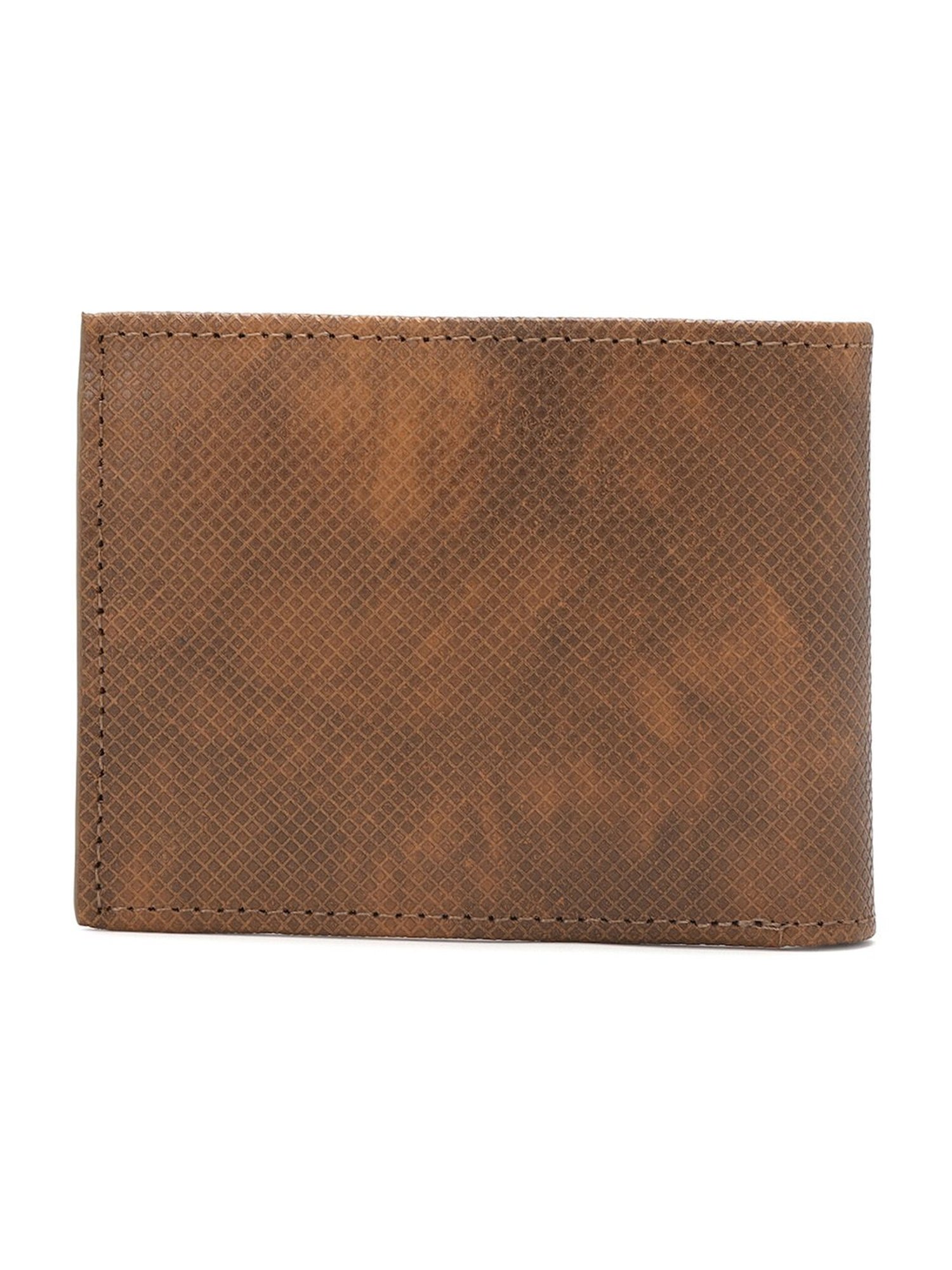 Louis Philippe Brown Textured Leather Bi-Fold Wallet for Men