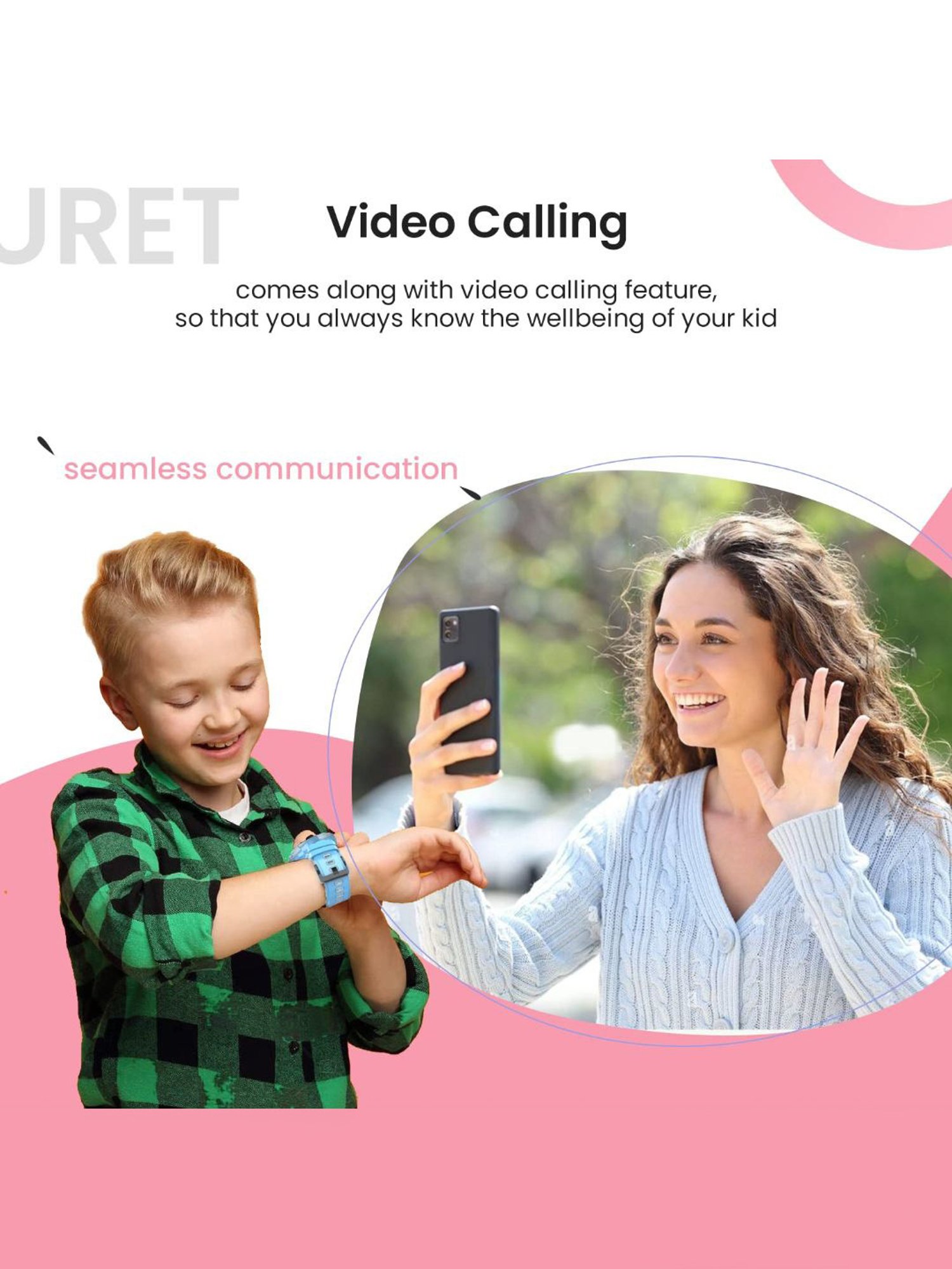 Turet Smartwatch for Kids with Camera, Phone Book, SMS, 2-Way Video Calling, 4G Sim, No GPS (Pink)