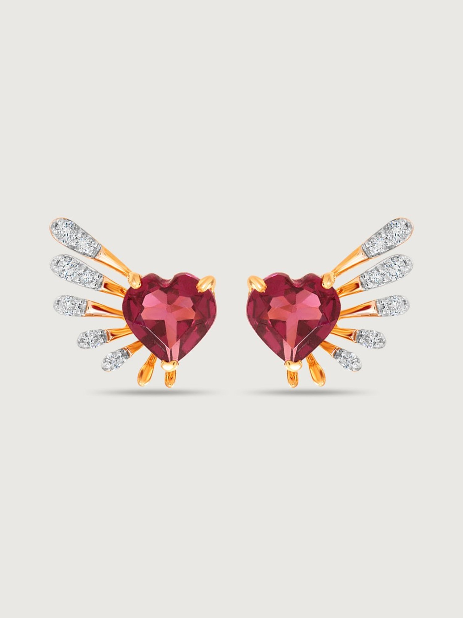 Mia by Tanishq Cupid Edit 14k Gold Diamond & Pink Garnet Stud Earrings for Women