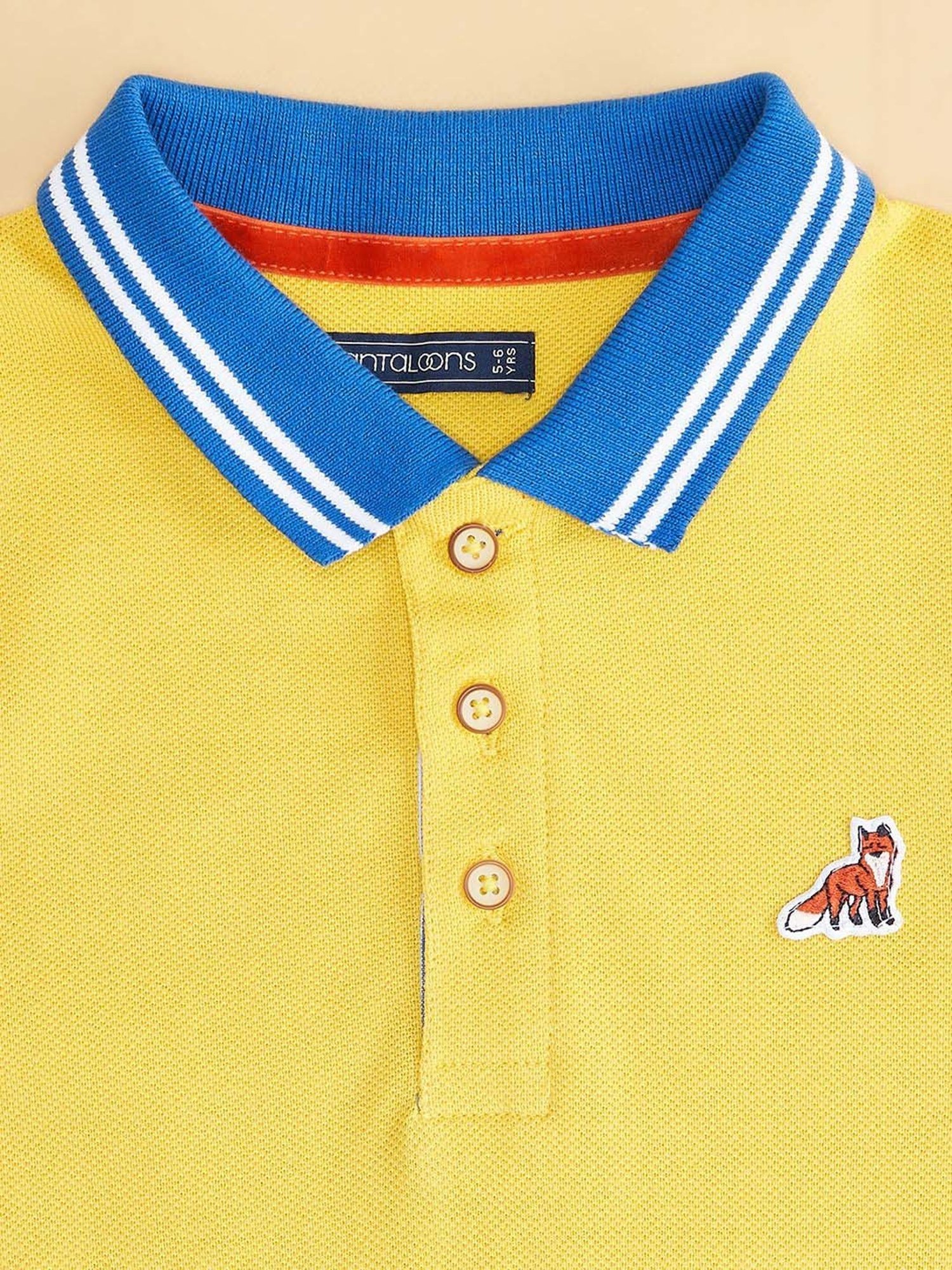 Pantaloons Junior Yellow Cotton Regular Fit Polo T-Shirt