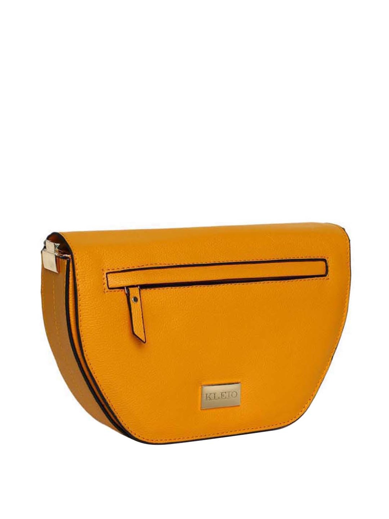 KLEIO Mustard Solid Medium Sling Handbag
