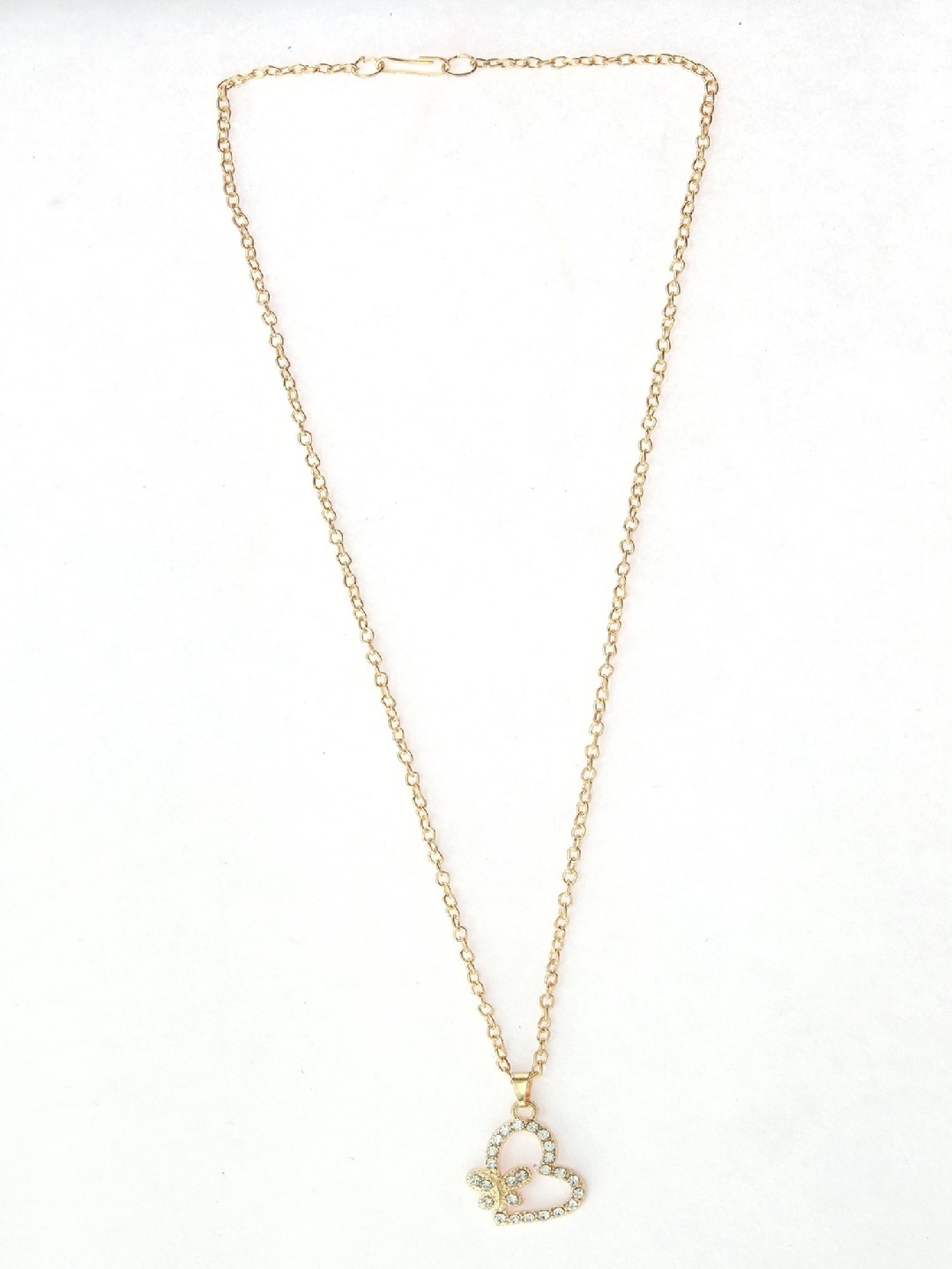 Jewelz Trendsetting Gold Western Necklace With Delicate Heart Hanging Charm for Women