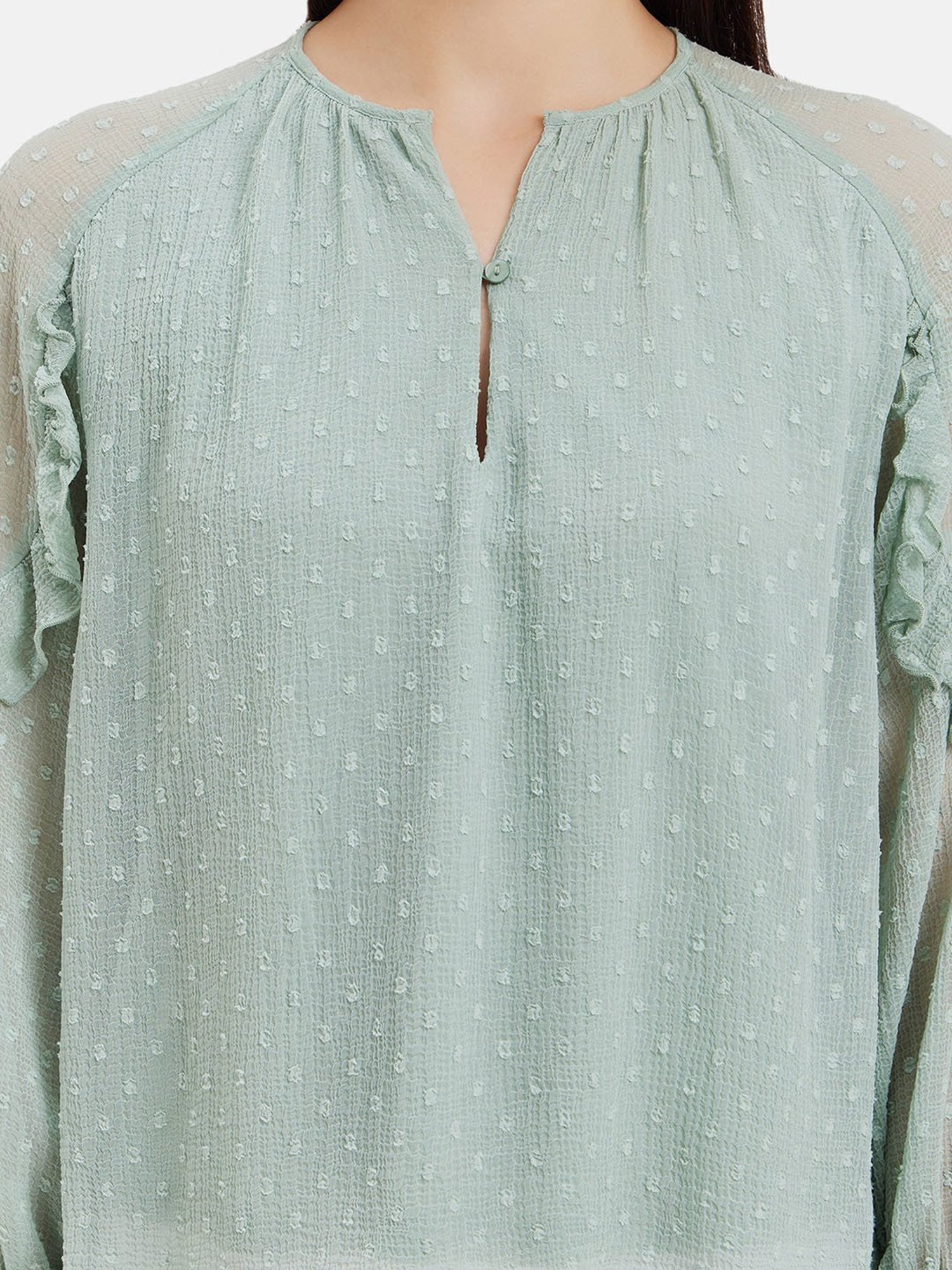 Kazo Green Self Design Top