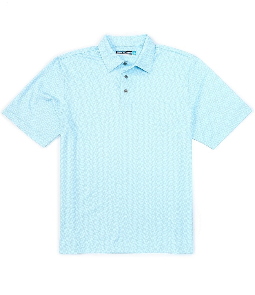 Roundtree & Yorke Performance Short-Sleeve Fish Printed Polo