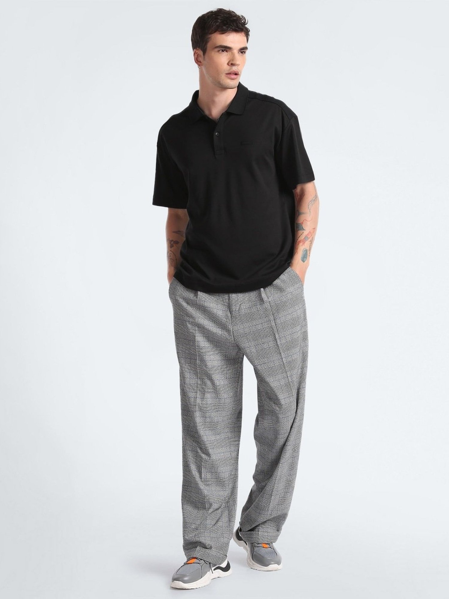 Calvin Klein Jeans Black Cotton Regular Fit Polo T-Shirt