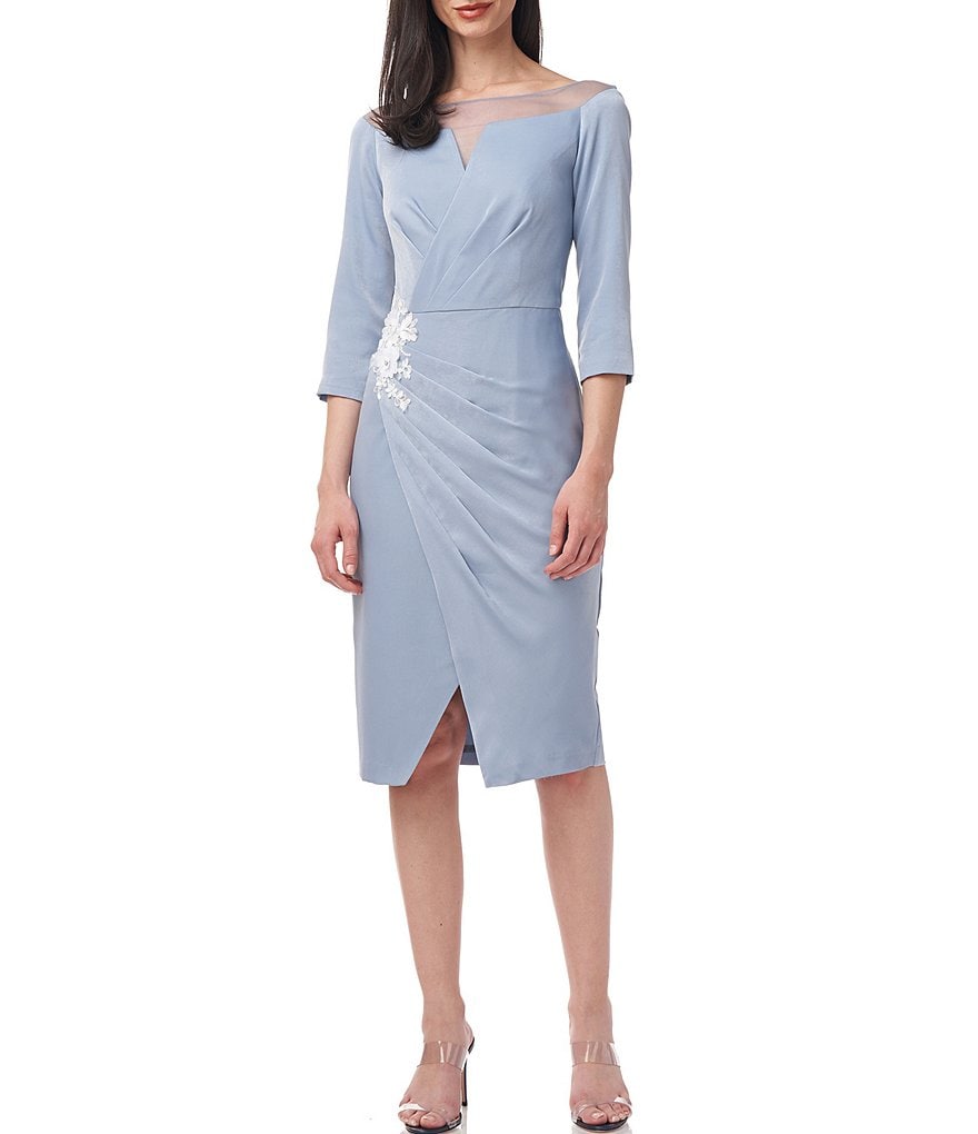 JS Collections Parker Illusion Yoke Sequin Knit Midi Dress