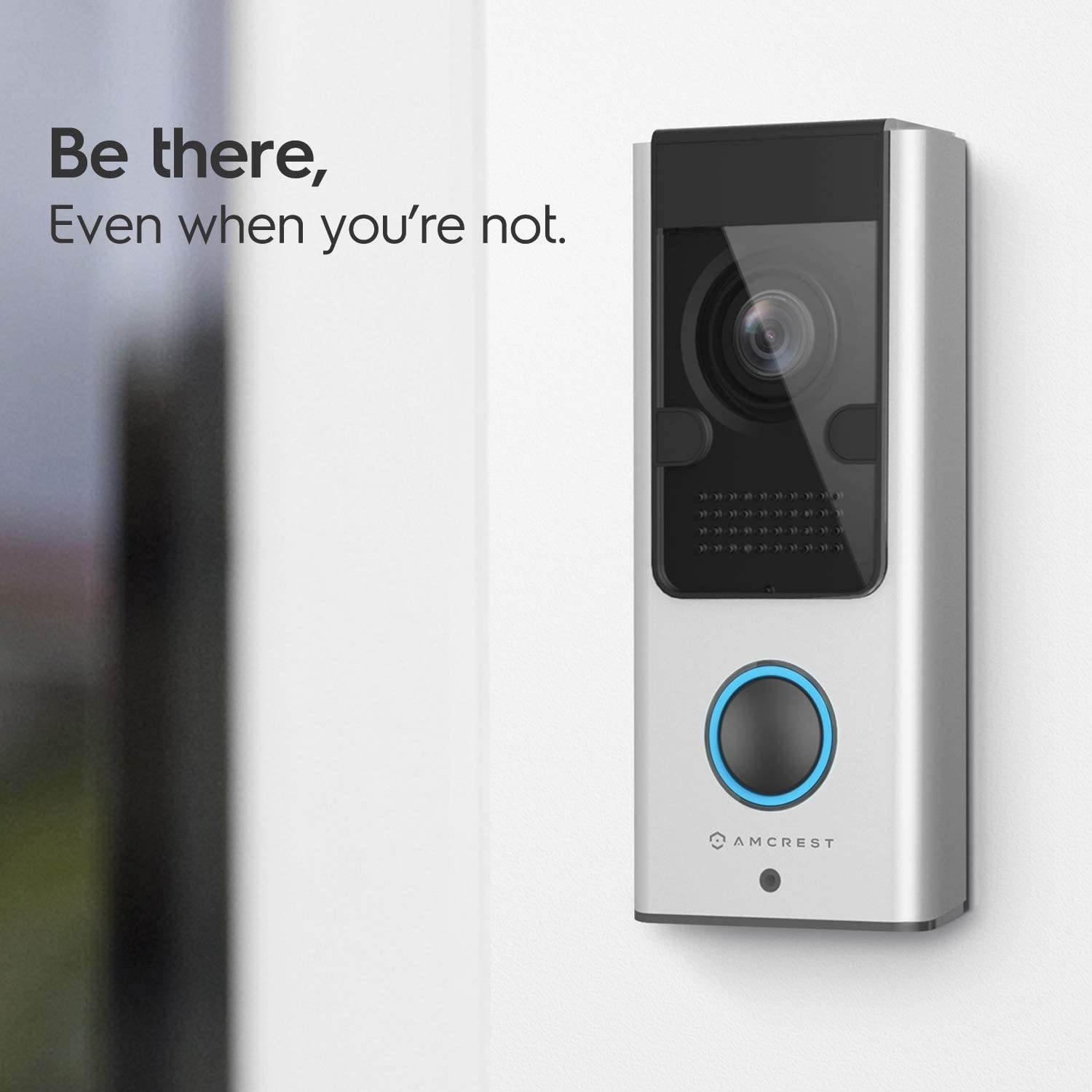 Amcrest Video Doorbell Camera, 2.4 GHz Wi-Fi Doorbell Camera, IP55 Weatherproof, Two-Way Audio, 140&ordm; Wide Angle, AD110