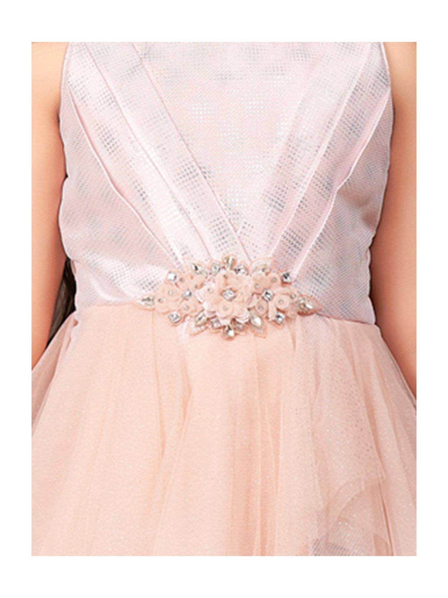 Aarika Kids Peach Embellished Gown with Unstiched Sleeves