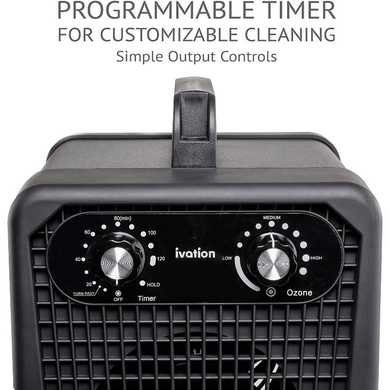 Ivation Ozone Generator Air Purifier, Powerful Compact Unit Deodorizes, Sanitizes & Improves Indoor Air Quality Up to 4000 Sq. Ft.