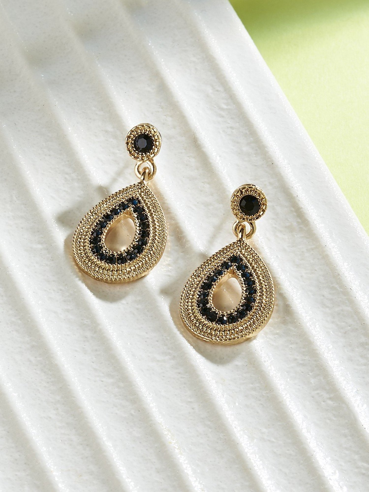 Accessorize London Blue Pave Teardrop Dangler Earrings