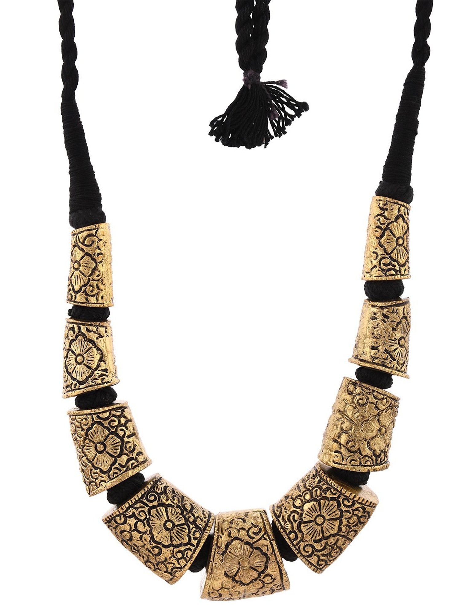 Imli Street Golden Tone Handcrafted Thread Necklace