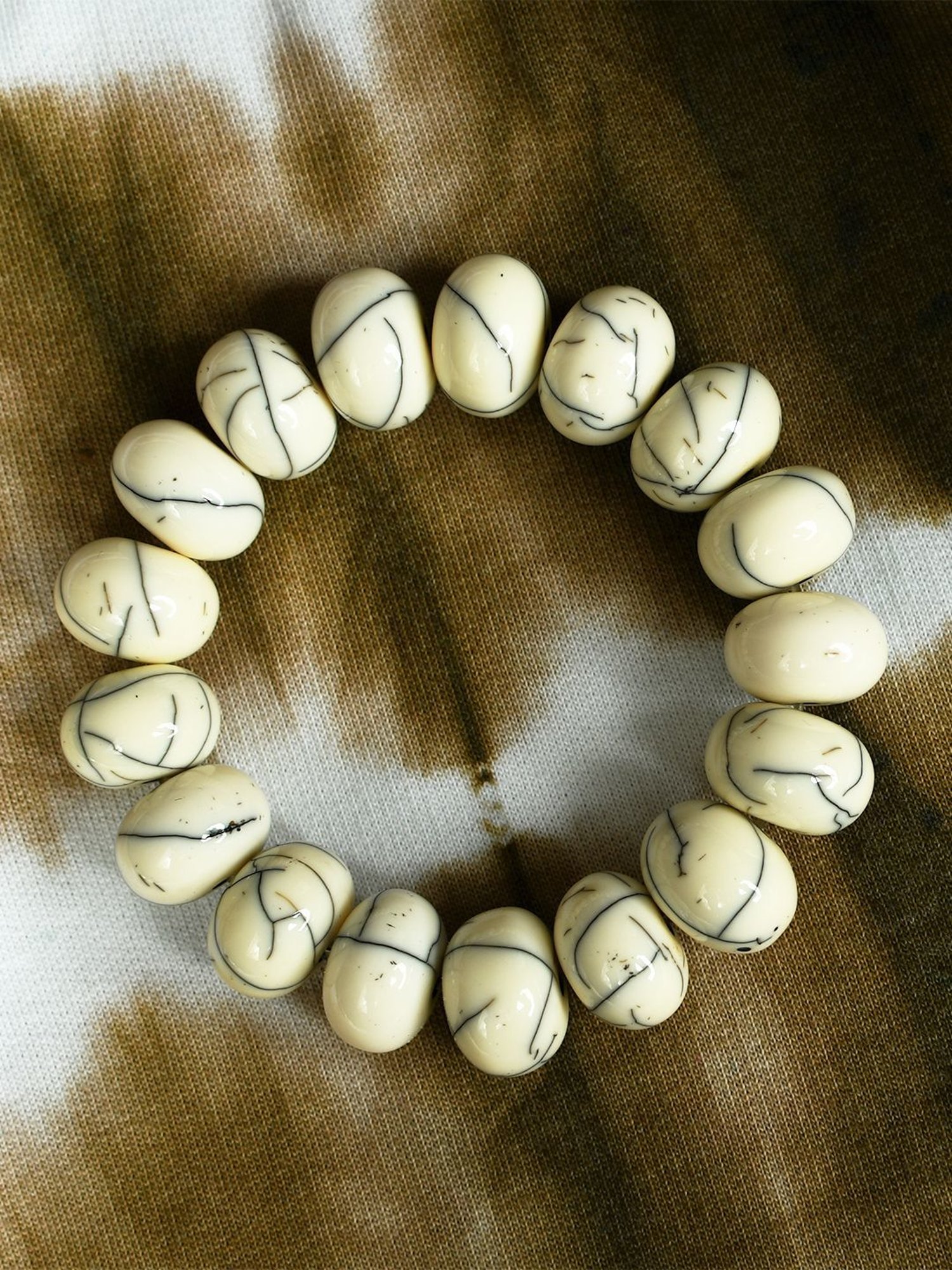 IMLI STREET White Artificial Beaded Stretchable Bracelet for Women