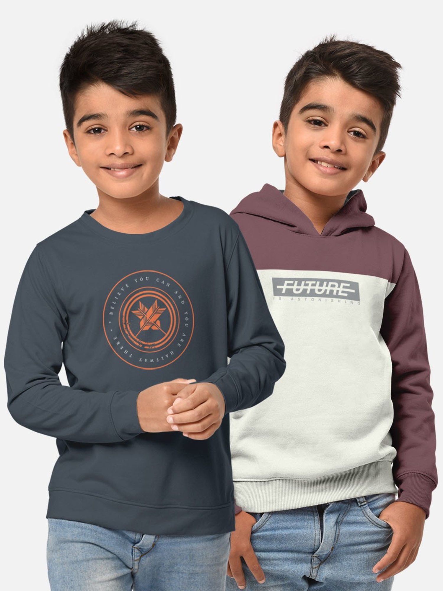 HELLCAT Dark Grey & Lilac Printed Full Sleeves T-Shirt (Pack Of 2)