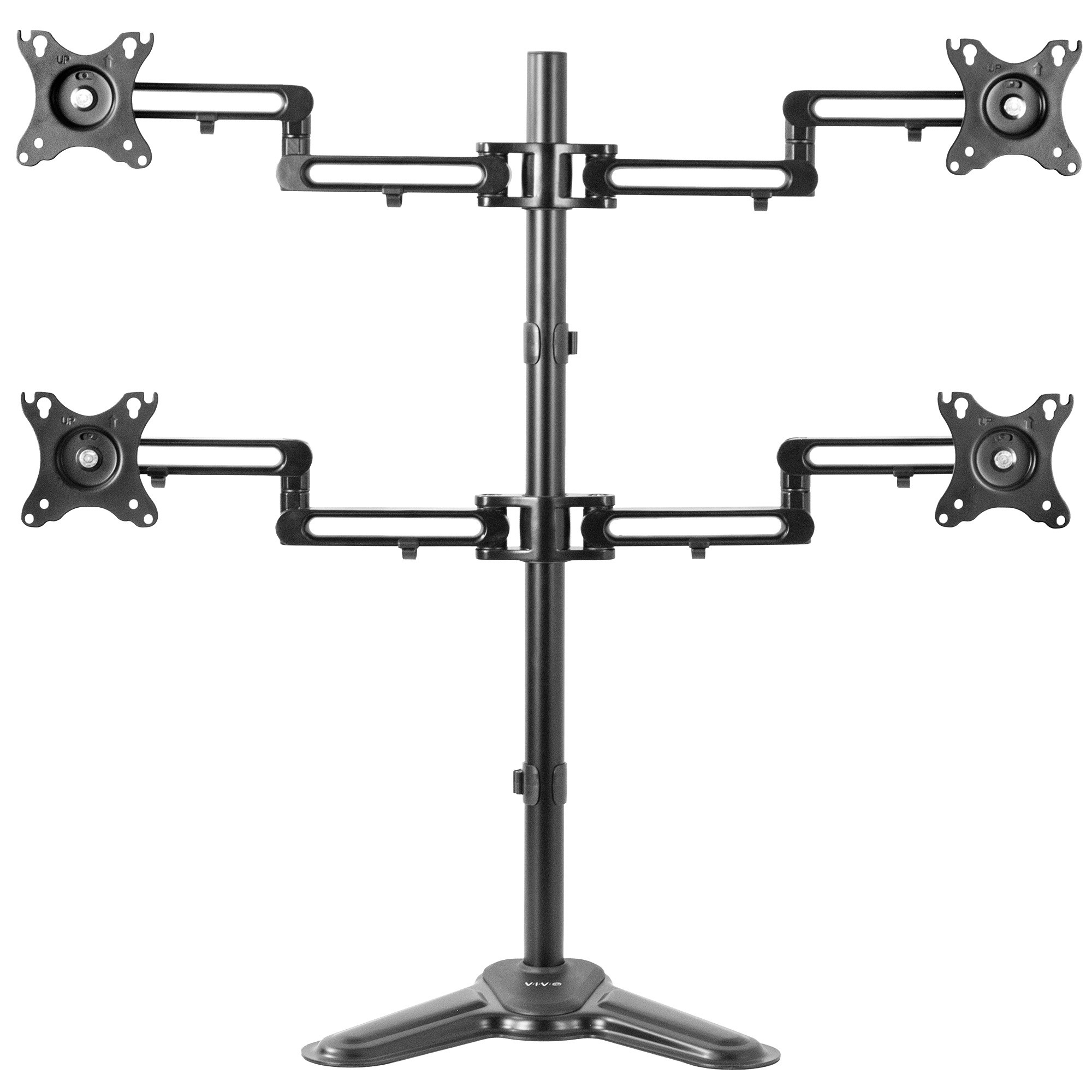 VIVO Aluminum Freestanding Quad LCD Monitor Mount Fully Adjustable Desk Stand for 4 Screens 17" to 32" (STAND-V104Z)