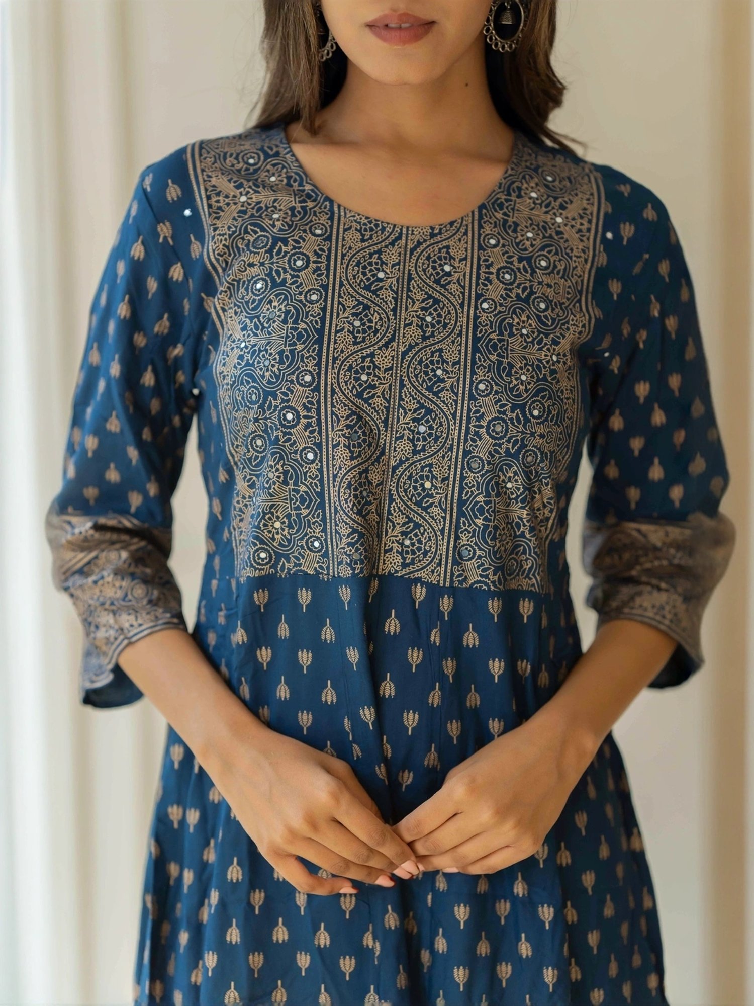 MIRCHI FASHION Blue Cotton Printed A-Line Dress