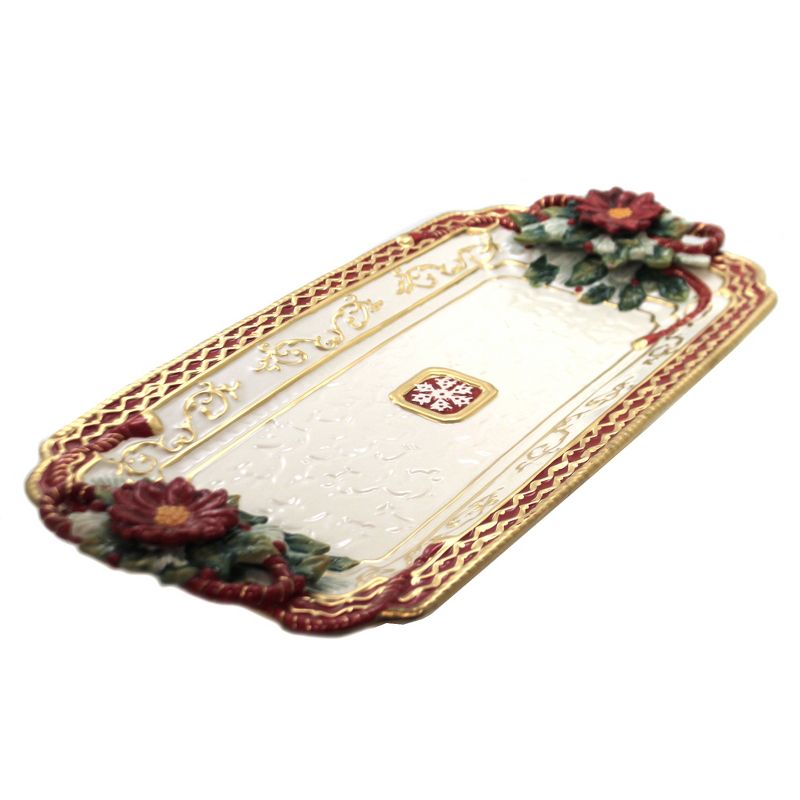 Tabletop 10.5" Poinsetta Tray Christmas Dinner Cosmos Gifts Corp.  -  Serving Platters