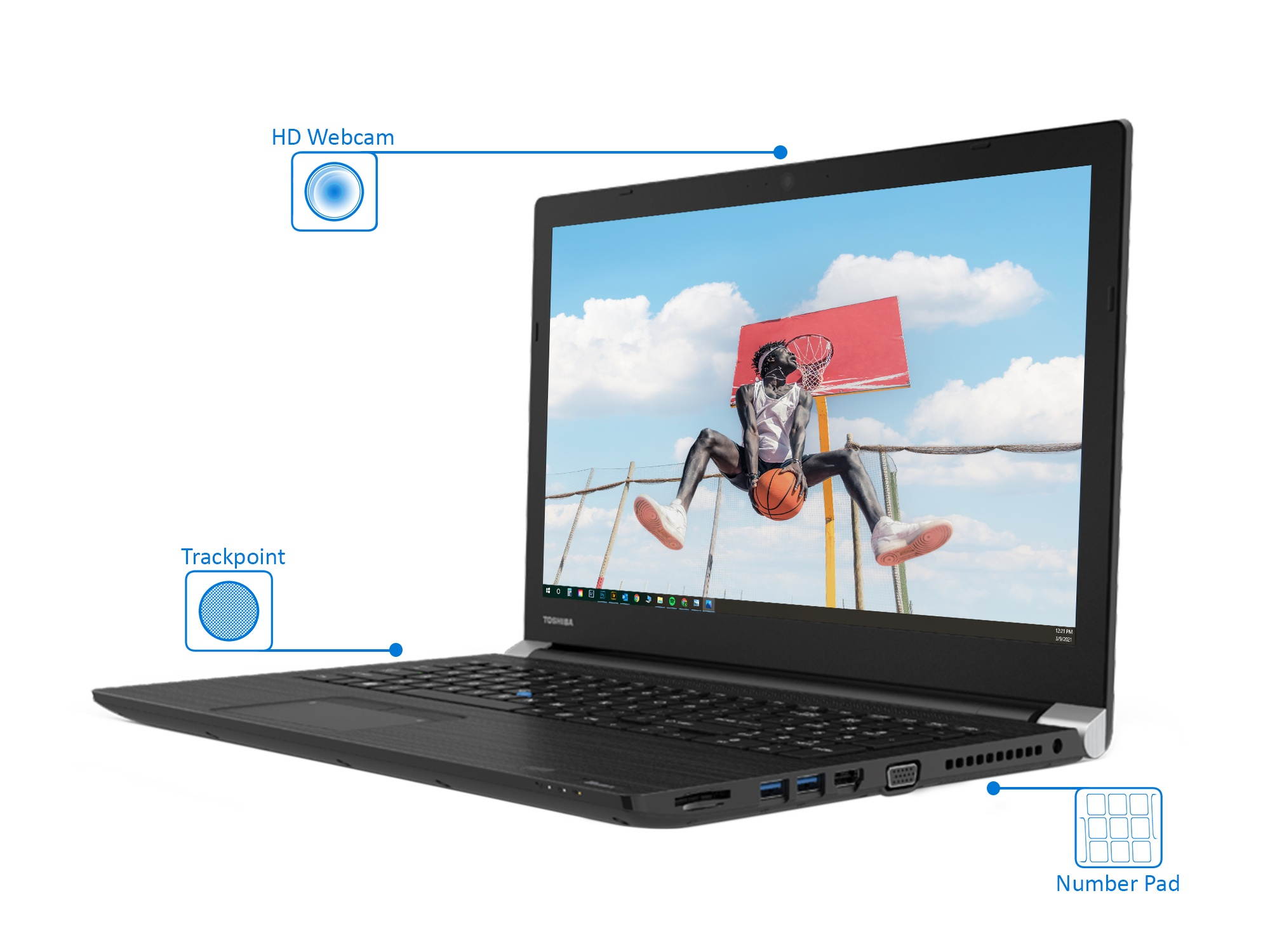 Toshiba Dynabook Tecra A50-F Notebook, 15.6" HD Display, Intel Celeron 4205U 1.80GHz, 32GB RAM, 256GB SSD, HDMI, VGA, Wi-Fi, Bluetooth, Windows 10 Pro Education