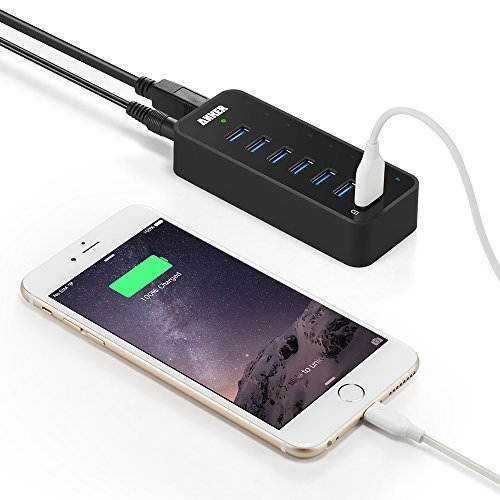 USB HUB, Anker 7-Port USB 3.0 Data Hub with 36W Power Adapter and BC 1.2 Charging Port for iPhone 7/6s Plus, iPad Air 2, Galaxy S Series, Note Series, Mac, PC, USB Flash Drives and More