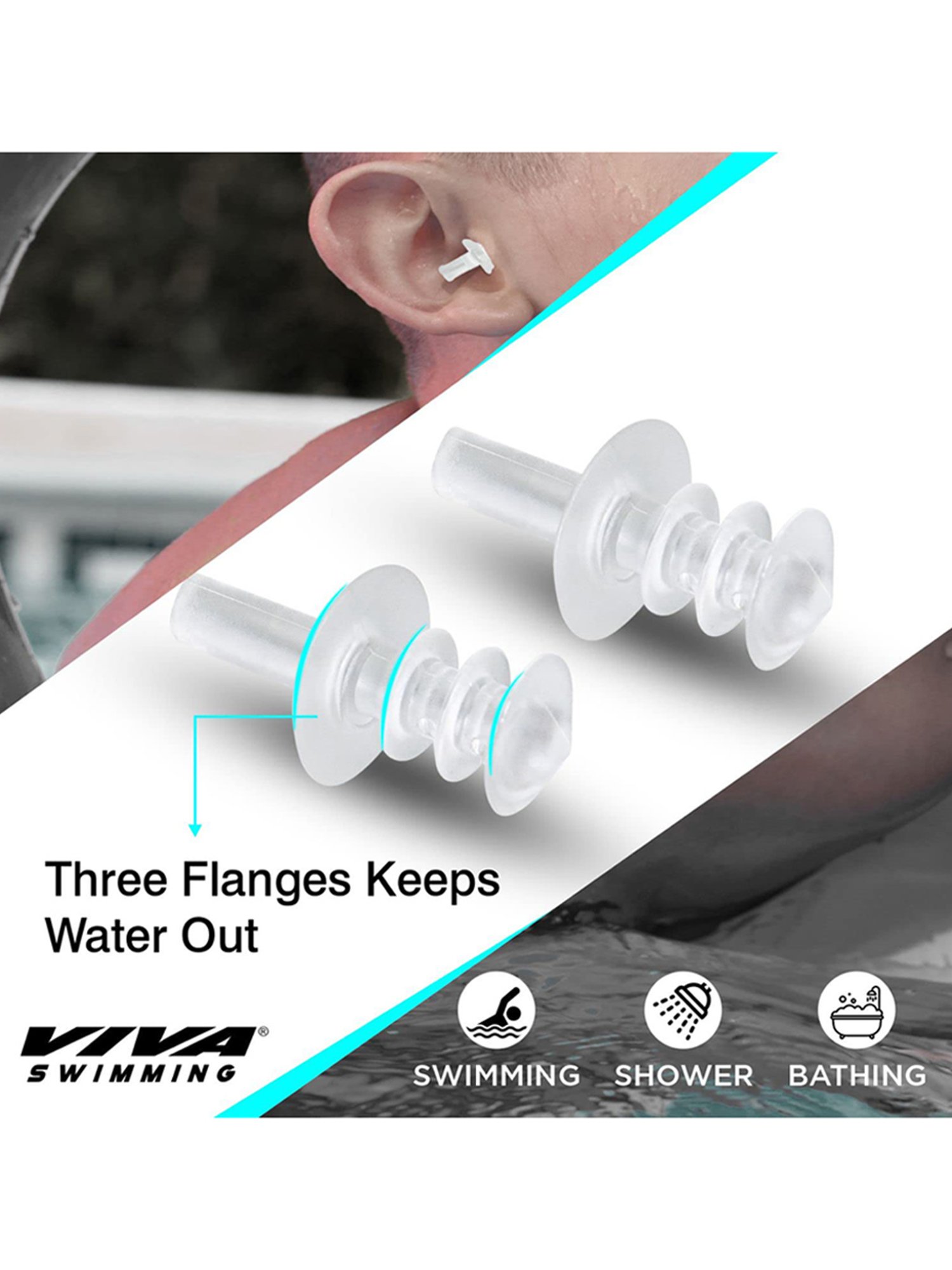 Viva Swimming Flex Double Silicone Strap Swimming Goggle (White)