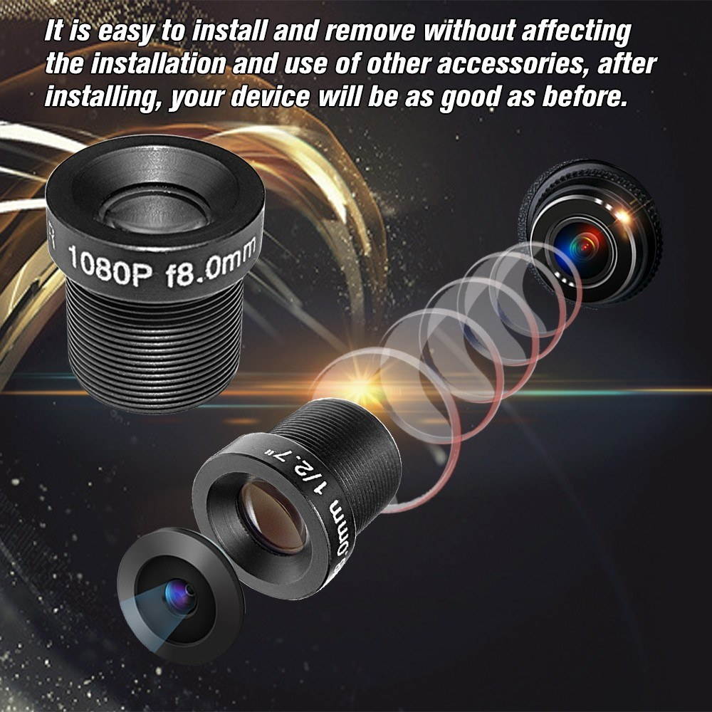 HD 2.0Megapixel 2MP 8mm M12 CCTV Board Lens IP Camera Lens F2.0 Fixed Iris M12*P0.5 1/2.7" Image Format 25&deg;