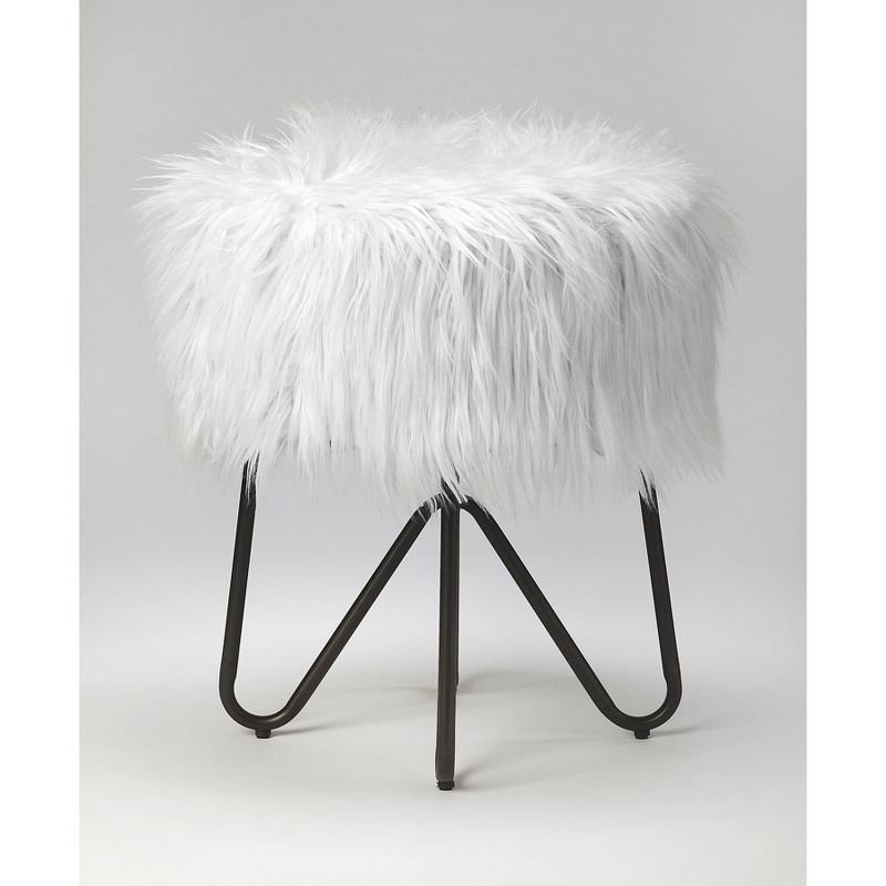 Ezra Faux Fur Stool White - Butler Specialty