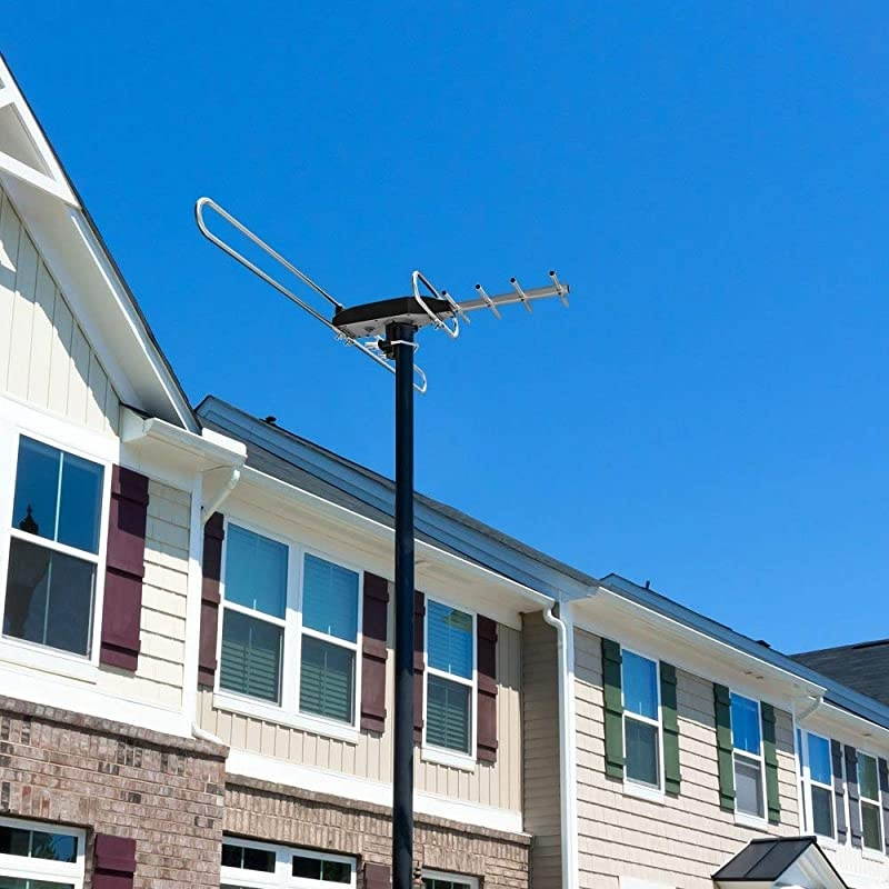Rotating TV Antenna with 360 Degree Directional Receiving Signal 85150 Miles Range Enhanced Outdoor TV Antenna with Remote Control and 492ft Coaxial Cable