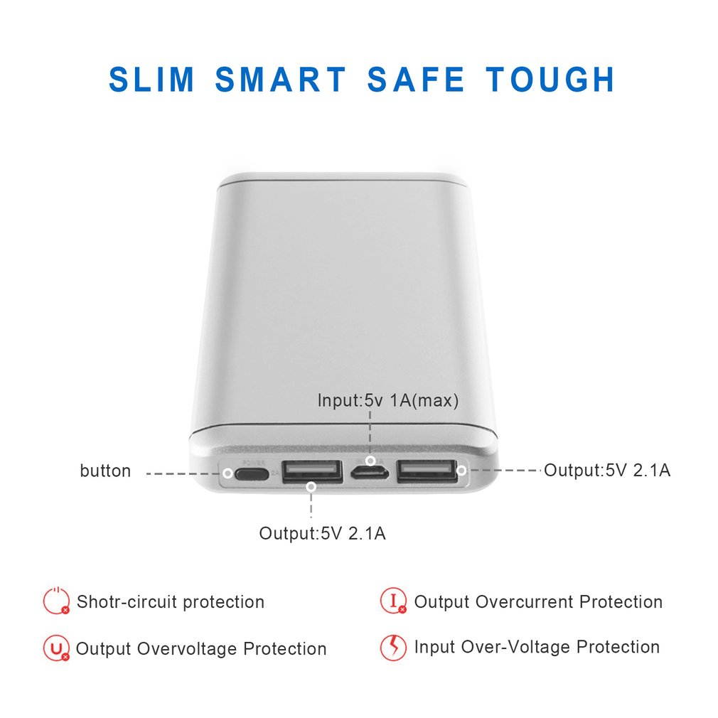 High Capacity 12000mAh Portable Power Bank External Battery Charger with 2 USB Ports Ultra Slim Design Mobile Phone Charger