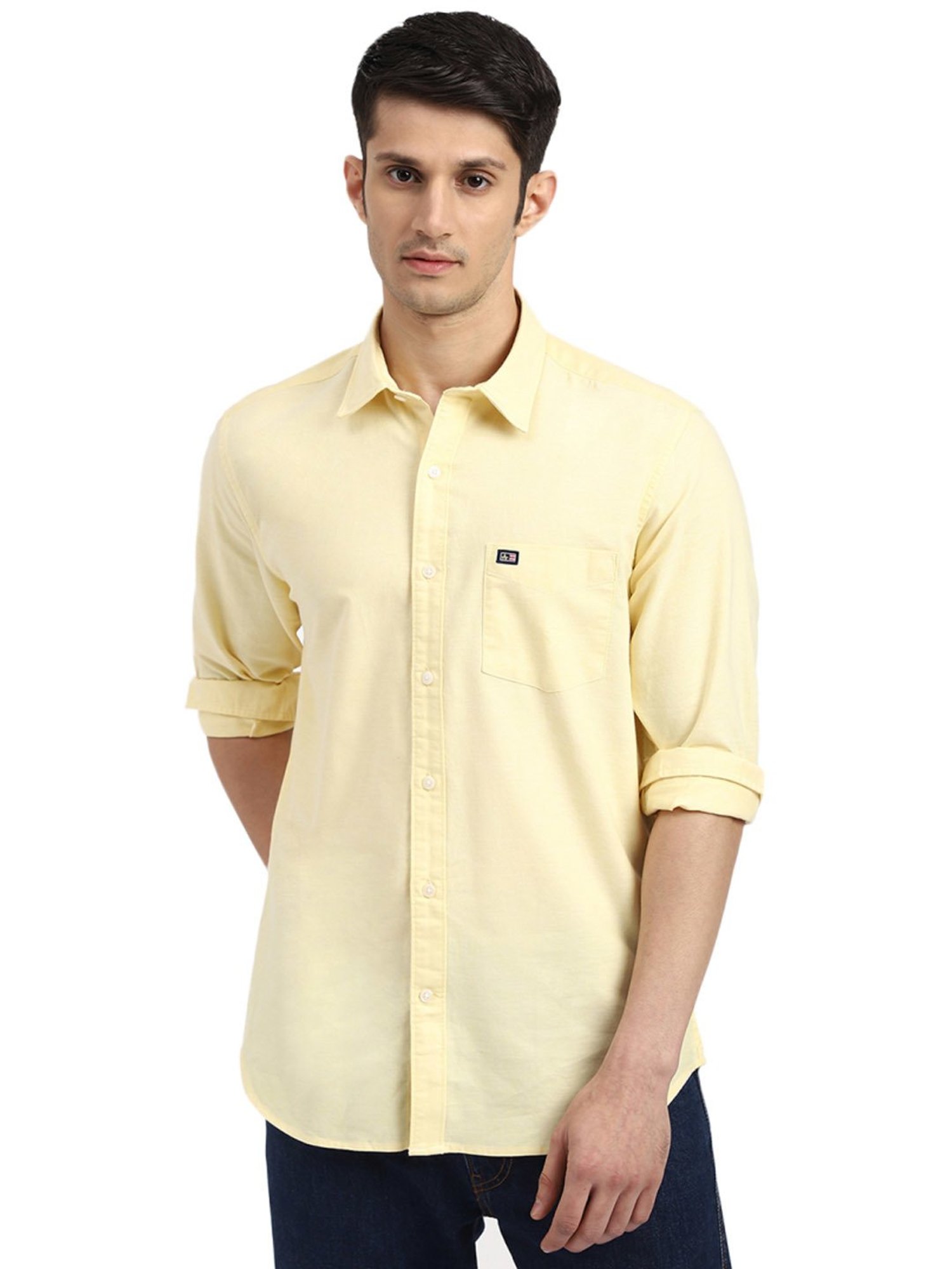 Arrow Yellow Cotton Slim Fit Shirt