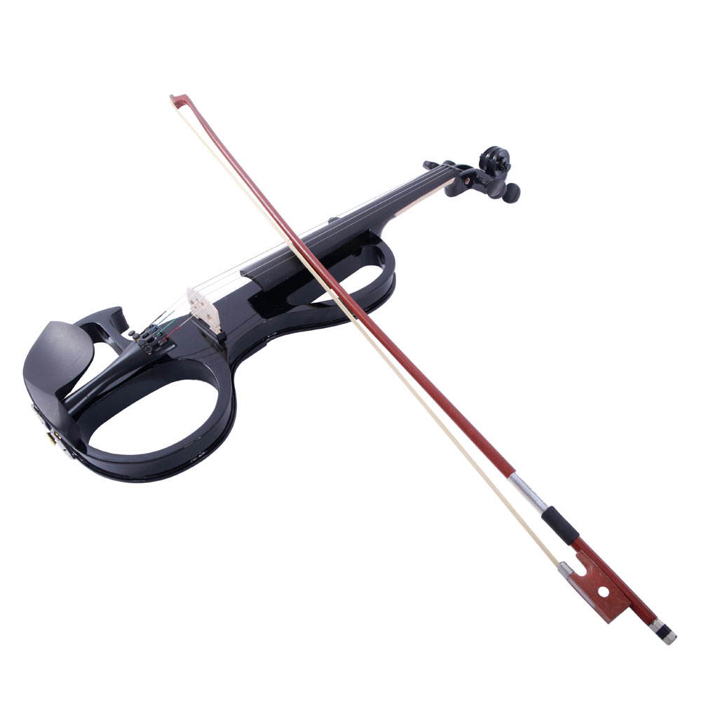 High Quality 4/4 Electric Violin Kit + Rosin + Bow + Case+ Earphone Black Color