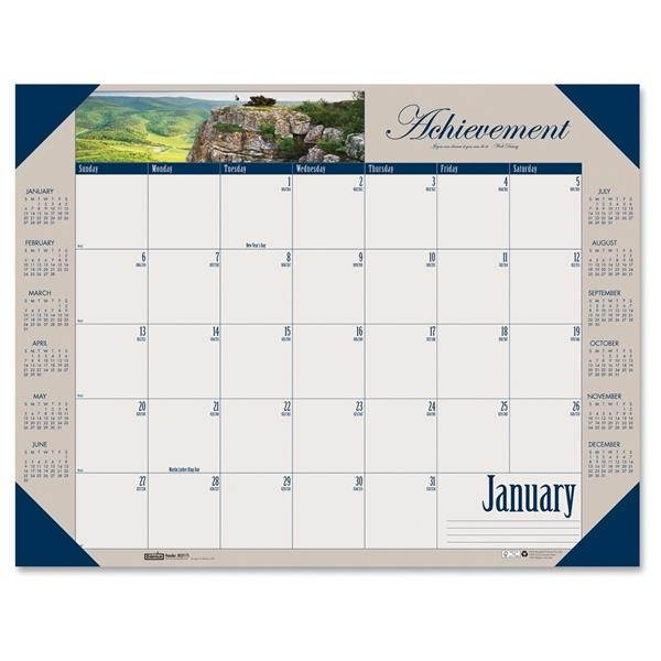 Recycled Motivational Photographic Monthly Desk Pad Calendar, 22 X 17, 2017