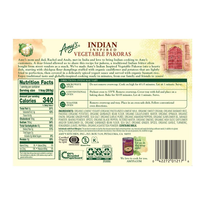 Amy's Kitchen Frozen Indian Inspired Vegetable Pakoras - 9.5oz