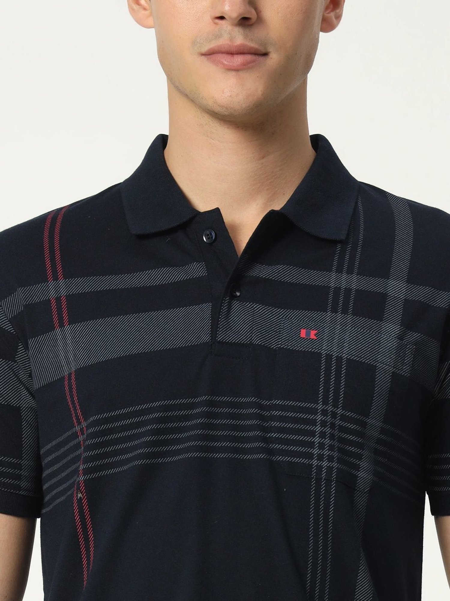 Tab91 Black Regular Fit Checks Polo T-Shirts