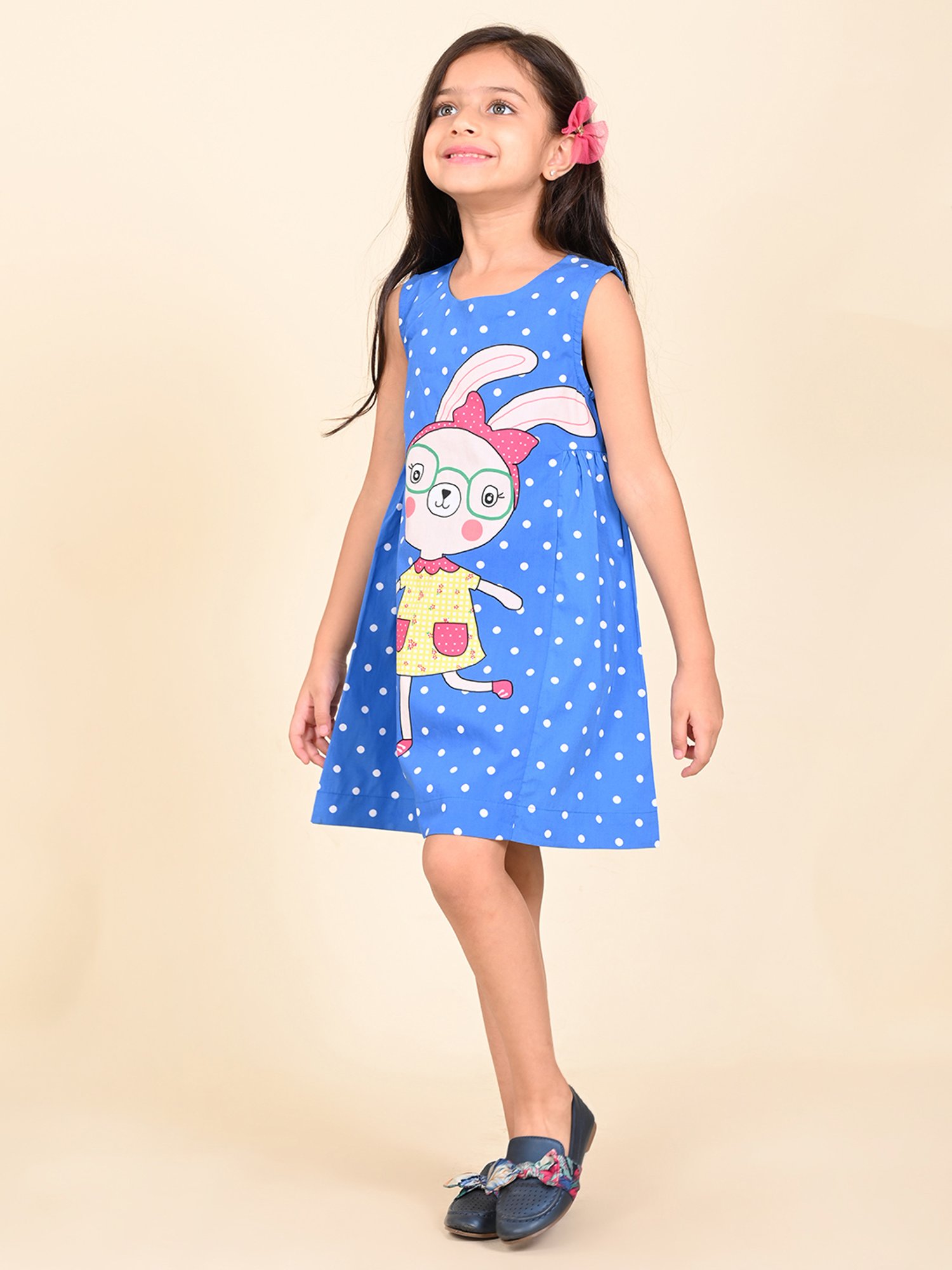 LilPicks Kids Blue Printed Dress