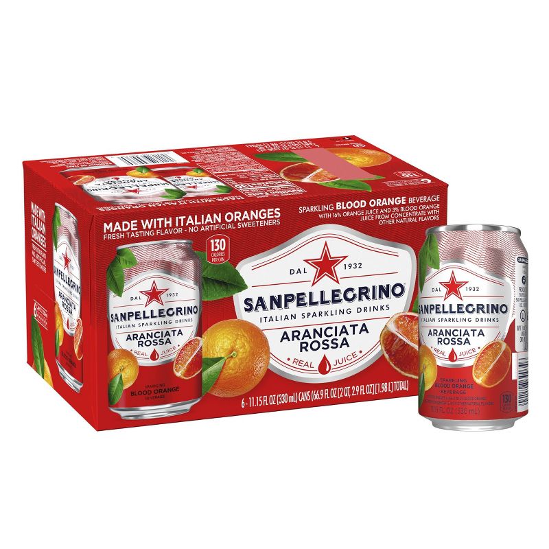 Sanpellegrino Blood Orange/Aranciata Rossa Italian Sparkling Drinks - 6pk/11.15 fl oz Cans