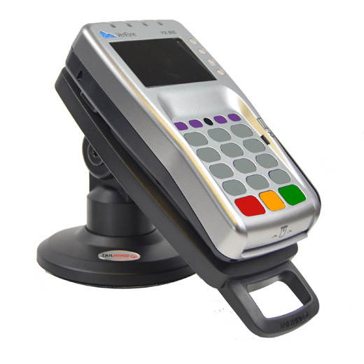 Lower height 3" Stand for Verifone VX805 with Key and Lock &reg; Securely and invisibly holds the device in place. Tilts 140&deg; - No Swivel