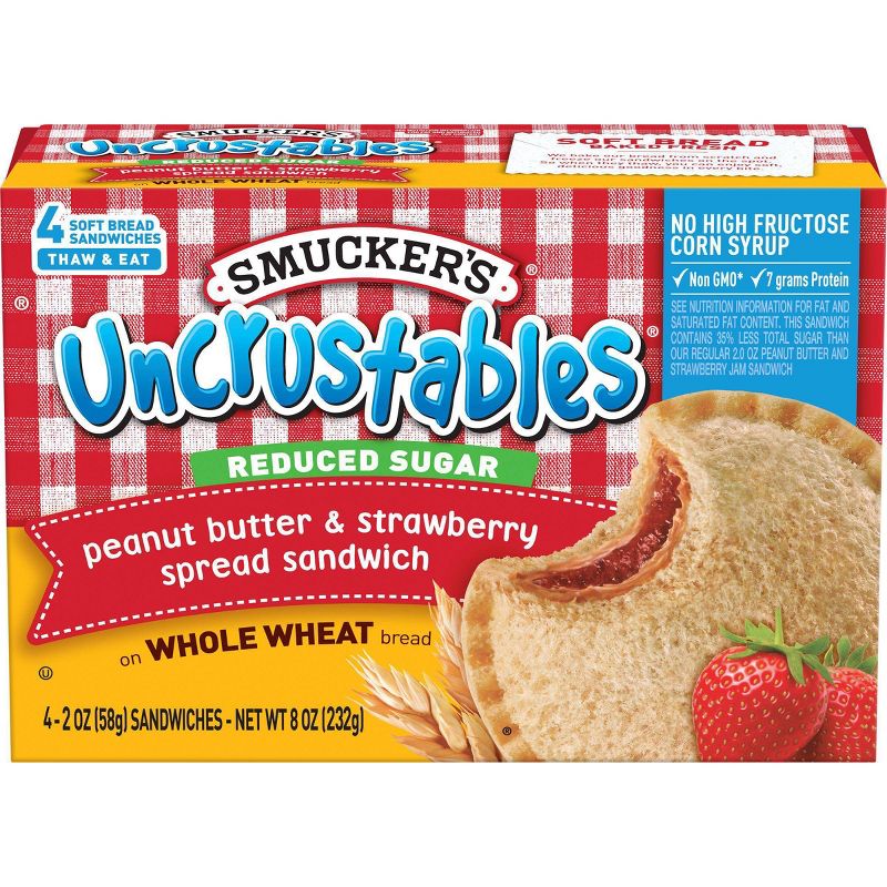 Smucker's Uncrustables Frozen Whole Wheat Peanut Butter & Strawberry Jam Sandwich - 8oz/4ct