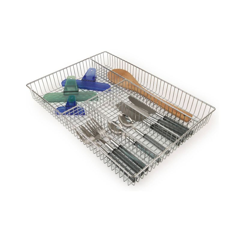 Spectrum Grid Large Silverware Tray - Chrome