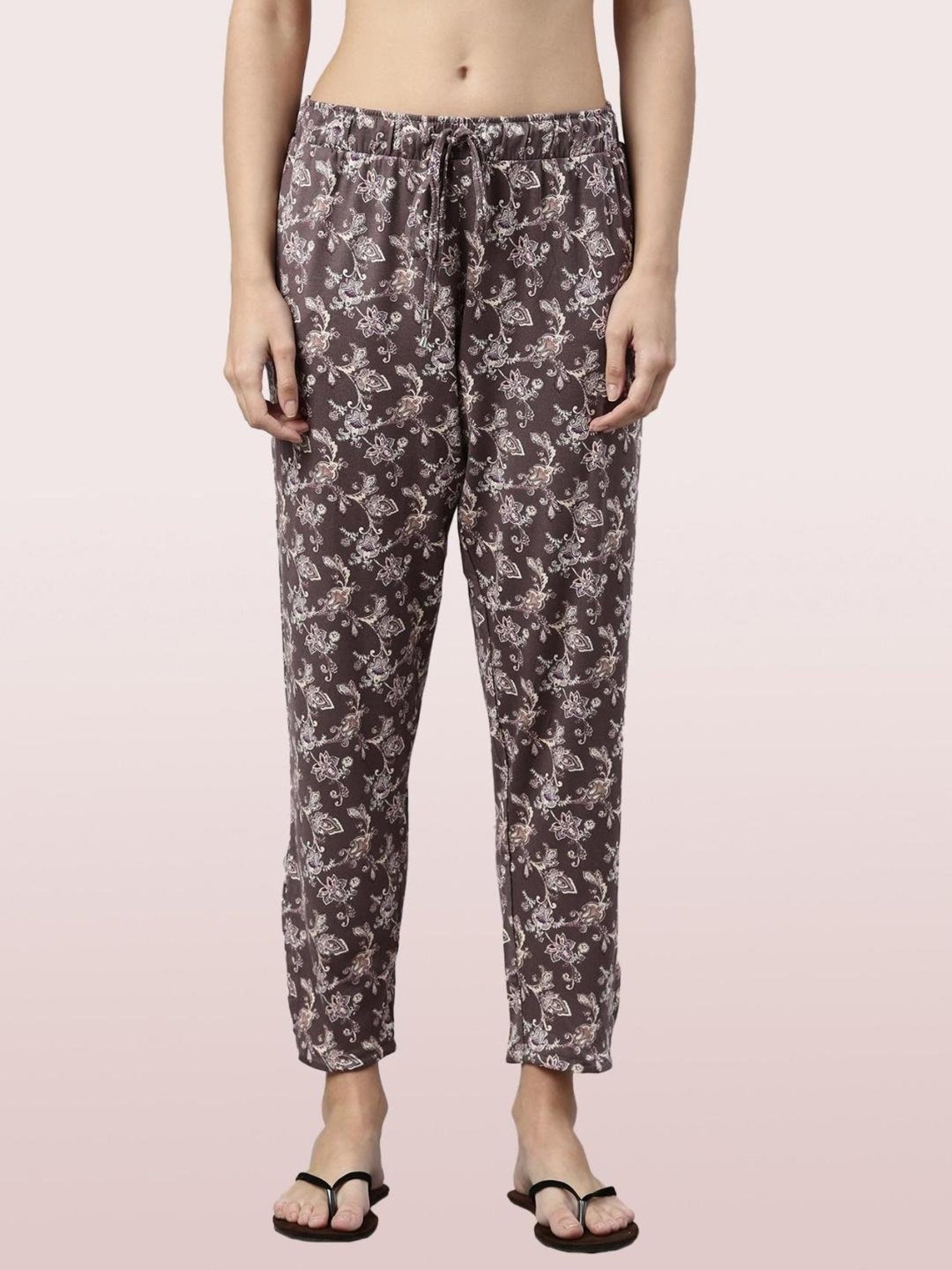 Enamor Brown Printed Pajamas