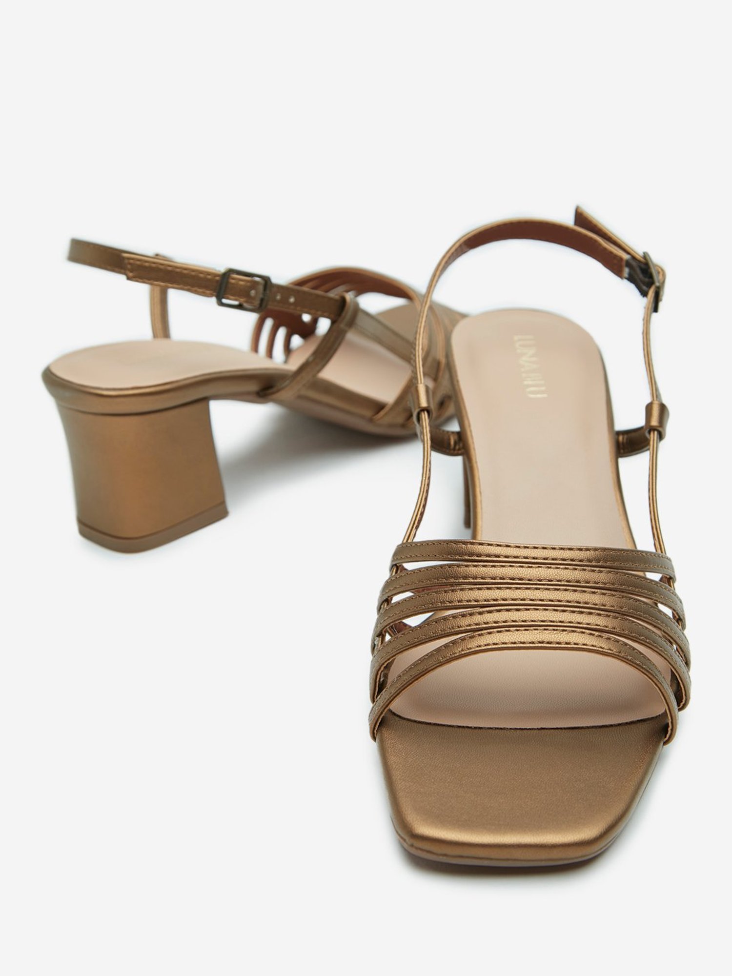 LUNA BLU by Westside Dull Gold Multi-Strap Sandals