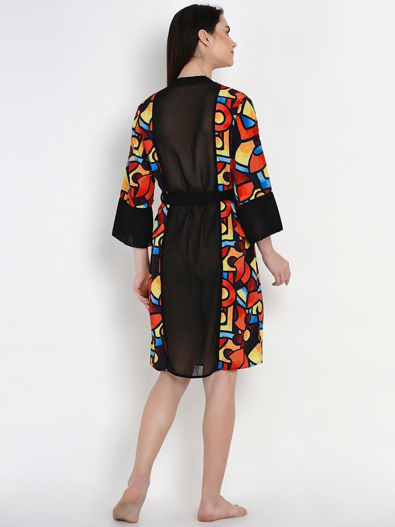 Erotissch Multicolored Printed Robe
