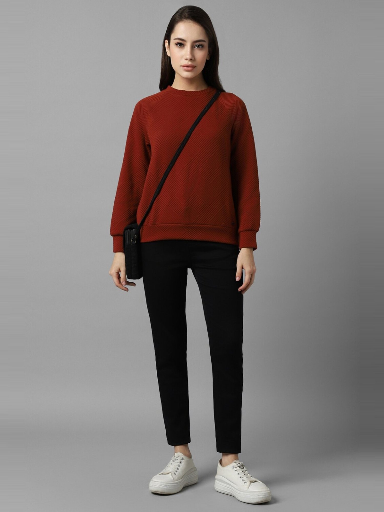 Allen Solly Maroon Self Pattern Sweatshirt