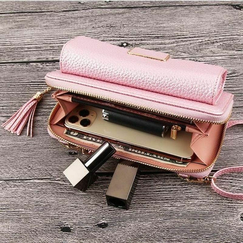 Lady's Horizontal Posh MyJacket Wallet with Removable Shoulder Strap, Rose Gold