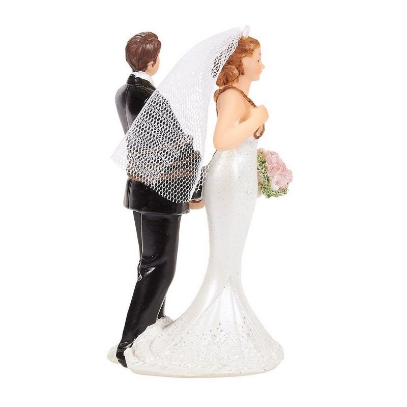 Juvale Bride Tied up Groom Figurines Wedding Cake Topper, Wedding Party Cake Decorations Gifts