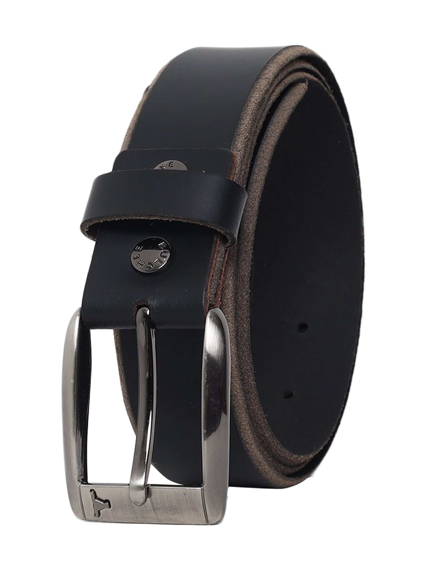 BULCHEE Black Leather Casual Belt for Men