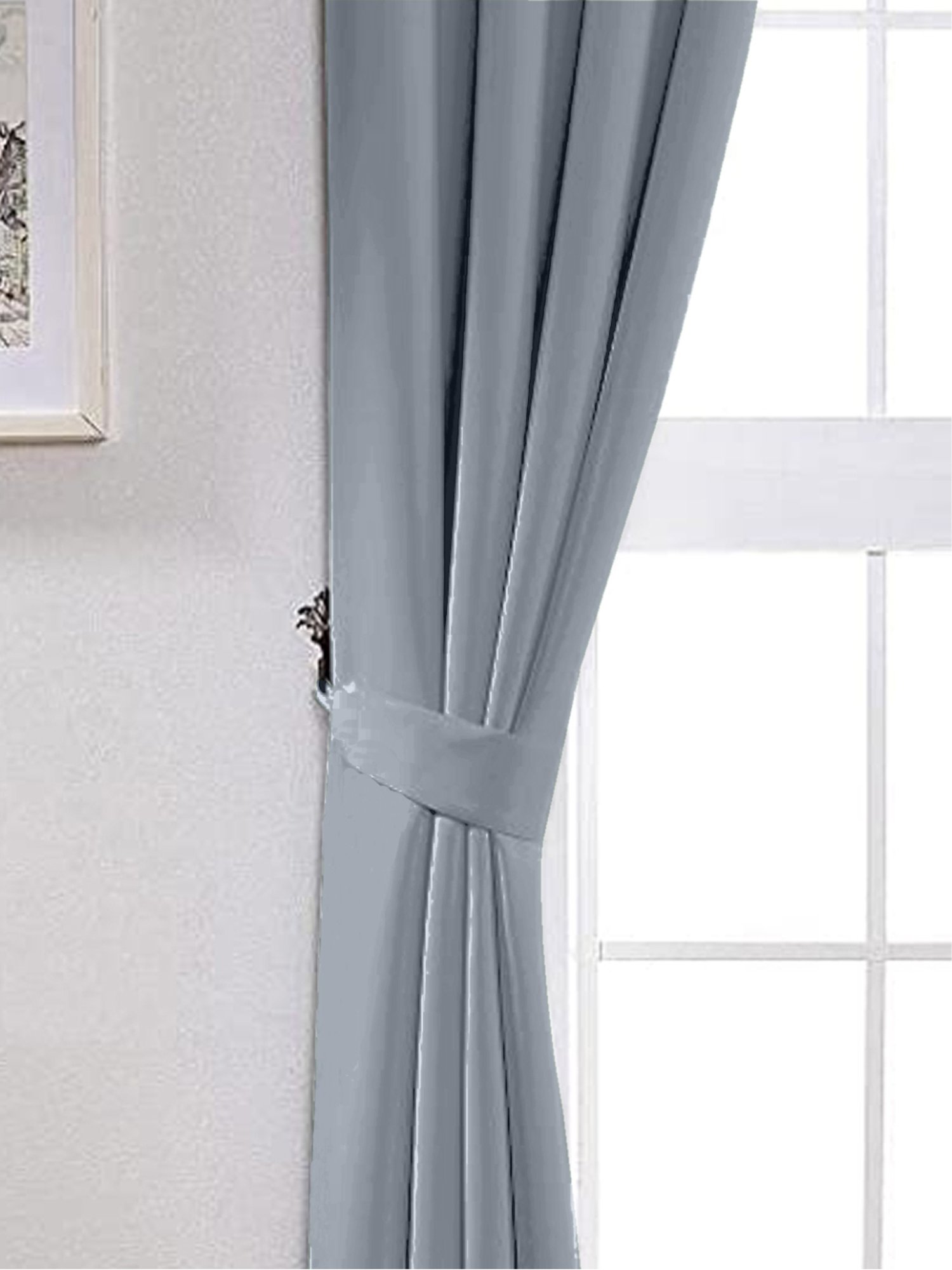 Urban Space Grey Polyester 5 ft Window Blackout Curtain